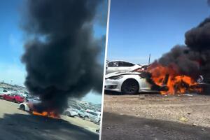 Tesla se incendia en Sacramento