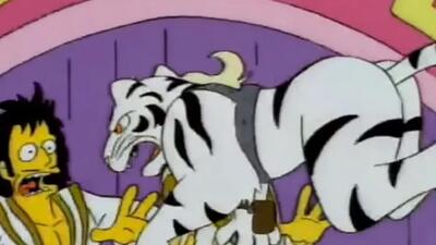 Ataque de tigre branco a um ilusionista também foi previsto – Foto: Reprodução/Fox/Disney