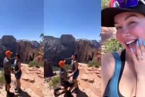 Chiquis fue sorprendida con un anillo de compromiso en plena montaña por su novio Emilio Sánchez. 