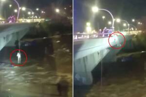 Rescatan hombre atrapado debajo de un puente inundado en Tucson