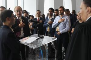 Naturalization Ceremony Held On Observation Deck Of One World Trade In NYC