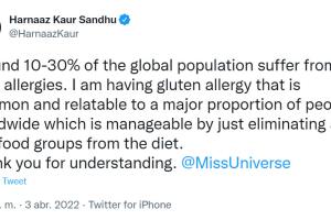 Miss Universo 2021 alérgica al gluten