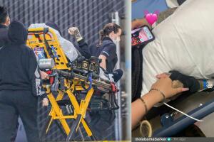 A la izquierda, la imagen de Travis Barker ingresado a un hospital. A la derecha, la foto que la hija del músico publicó y después eliminó.