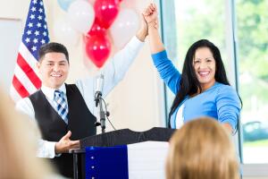 City official introducing woman running for local office
