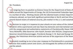 Un mensaje oculto en la carta de renuncia del profesor Daniel M Kammen como Enviado de Ciencia del Departamento de Estado. 