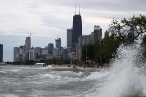 Olas en el lago Michigan