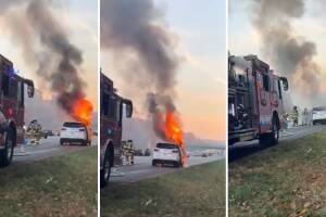 La camioneta de Christina Pastor se incendió en plena carretera
