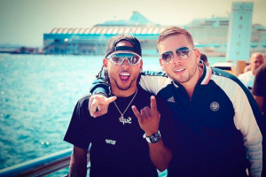 Ozuna y su manejador Vicente Saavedra