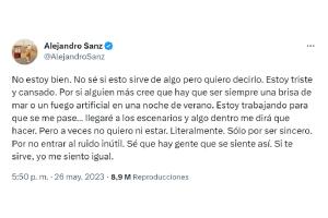 Alejandro Sanz confiesa que no se siente bien