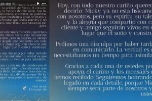 Este es el comunicado que ha dado a conocer el equipo de 'Micky Hair'.