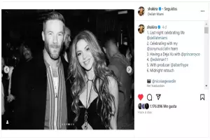 Shakira publicó esta fotografía en la que aparece con Julian Edelman.