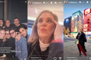Erika Buenfil recibió el Año Nuevo en Japón junto a su hijo Nicolás, su relacionista público Víctor Khun Varela y otros amigos. Horas después un fuerte sismo sacudió a ese país.