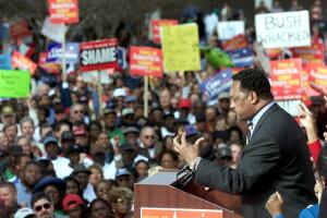 Civil rights leader Rev. Jesse Jackson addresses t