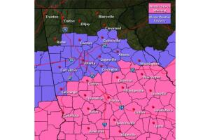 Alertas por la tormenta invernal en Georgia se desplazan al norte y aumenta la probabilidad de nieve
