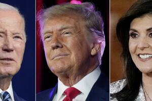 Joe Biden, Donald Trump y Niki Haley, los principales candidatos para el Supermartes.