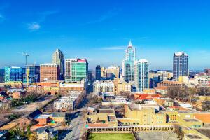 Downtown Raleigh, North Carolina, USA Drone Skyline Aerial