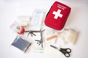 Open first aid kit