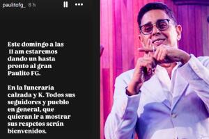 El funeral de Paulito FG estaba previsto para llevarse a cabo a partir de la mañana de este domingo 2 de marzo.