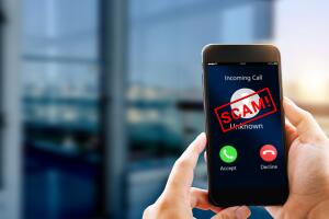 Phone Scam, fraud or phishing concept.