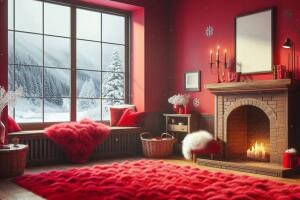 Habitación con decoración roja