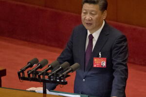 El presidente Xi Jinping durante el discurso inaugural del Congreso del Partido Comunista.