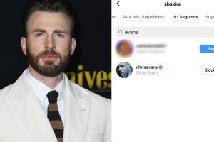 Chris Evans y Shakira se siguen mutuamente en Instagram. 