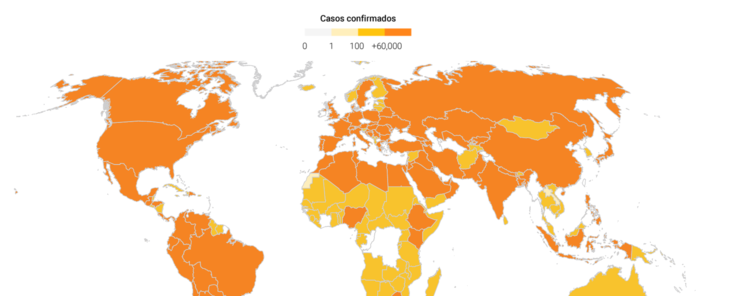 Mapa actualizado del coronavirus: cifras de casos reportados, fallecidos y recuperados