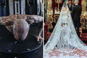 El tatuaje de la virgen María de Travis Baker inspiró el velo de Kourtney Kardashian