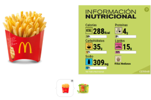Información nutricional papas fritas medianas