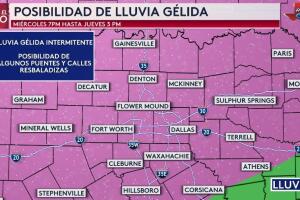 Posibilidad de lluvia gélida. Miercoles 7 p.m. hasta jueves 3 p.m.