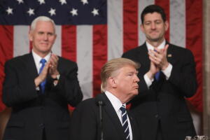 El presidente Donald Trump en su discurso en sesión conjunta del Congreso, el 28 de febrero de 2017. La primera presentación ante el Congreso de un recién elegido mandatario no se llama Estado de la Unión. 