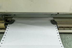Old dirty dot matrix printer, close up