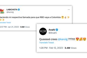 Este fue el tuit con el que Anahí le responde a Karol G tras el anuncio de la gira de RBD.