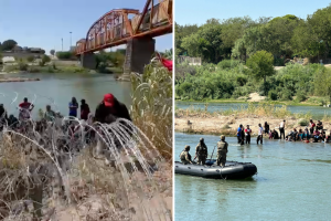 Río Bravo inmigrantes cruzan varados Texas