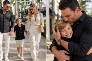 Julián Gil, su hijo Matías y Marjorie de Sousa IA