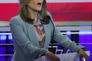 Democratic presidential candidate Williamson speaks during the second night of the first U.S. 2020 presidential election Democratic candidates debate in Miami, Florida, U.S.