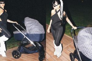 Cazzu pasea a su hija en una carriola o coche para bebé de la marca Dior.