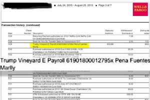 Registration of one of the payments received by Marlly Peña.