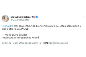 María Elvira Salazar le da la bienvenida a Shakira a Miami