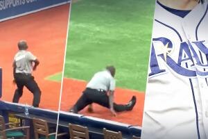 Un guardia de seguridad sorprende en partido de béisbol 