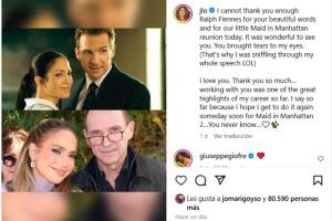 JLo dedicó un afectuoso mensaje a Ralph Fiennes.
