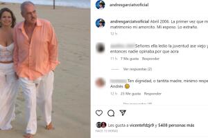 Margarita Portillo, viuda de Andrés García, publicó esta foto del día en que él "por primera vez" le pidió matrimonio en abril de 2006. 