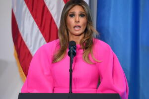 La primera dama Melania Trump durante su discurso en Naciones Unidas contra el 'bullying'