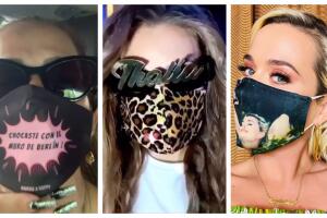 Los cubrebocas más "glam" y curiosos de los famosos
