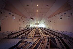 Empty Cargo Main Deck of a 747 Freighter