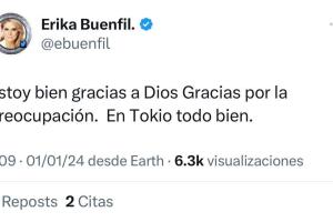 Este fue el mensaje de Erika Buenfil tras el sismo registrado en Japón, en donde ella pasa las fiestas de fin de año.