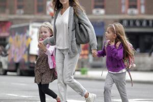 Sarah Jessica Parker Walking her Adorable Twins to School