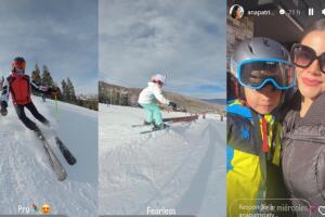 El marido e hija de Ana Patricia Gámez mostraron sus destrezas sobre la nieve. 