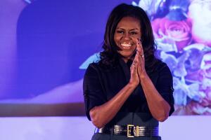 Michelle Obama Visits Pupils At The Elizabeth Garrett Anderson School In North London