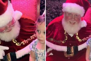 Niña se niega a sentarse en las piernas de Santa Claus para foto y se hace viral